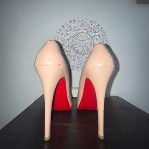Christian Louboutin Womens Platform Pumps Beige Patent Leather Size 38.5